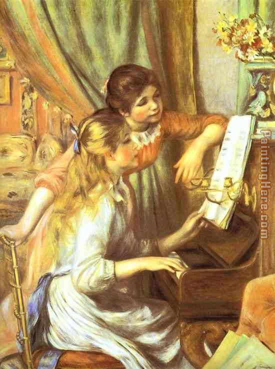 Girls at the Piano I painting - Pierre Auguste Renoir Girls at the Piano I art painting